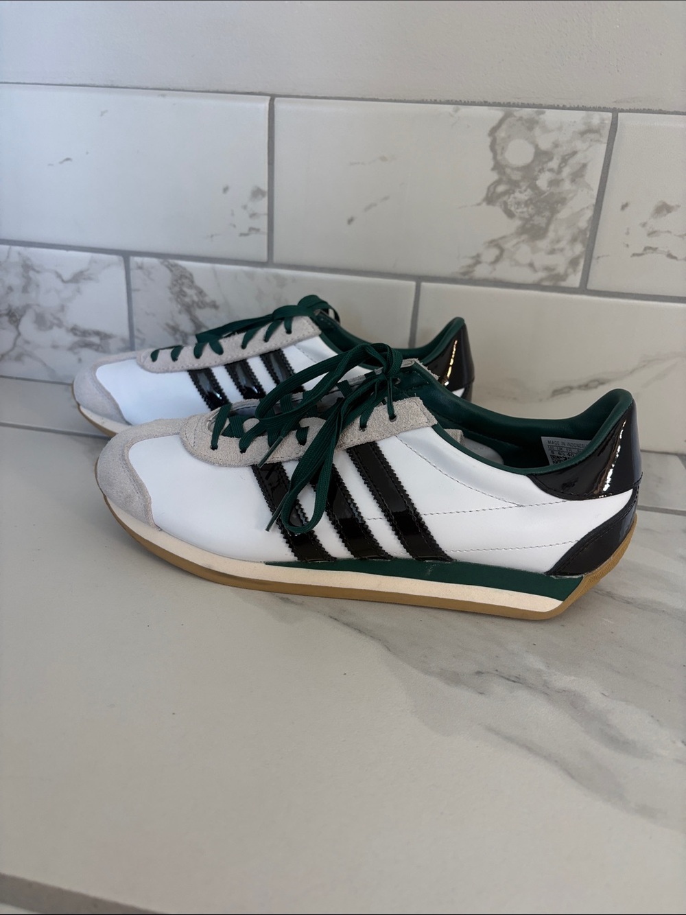 Adidas Originals Women's Country OG Sneakers Size 8 White Black Dark Greeen